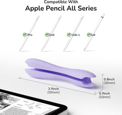 Grip Compatible with Apple Pencil Pro,1st/2nd Generation,USB-C Model,Protective Silicone Sleeve Cover with Anti-Slip Texture,Ergonomic Dual-Head Design,Magnetic Charging and Double Tap,Purple