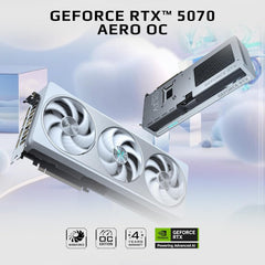 GeForce RTX 5070 AERO OC 12G Graphics Card, 12GB 192-bit GDDR7, PCIe 5.0, WINDFORCE Cooling System, GV-N5070AERO OC-12GD Video Card, Compatible with Desktop