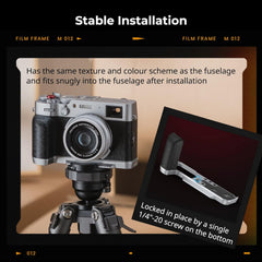 X100VI / X100V Handgrip L-Shape Grip with Quick Release Plate for Arca, Lightweight Silicone Side Handle, Shutter Button and Hot Shoe Cover for FUJIFILM X100VI / X100V Cameras (Silver) - 4555
