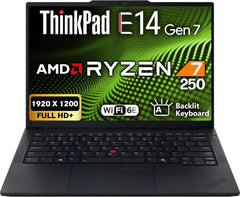 Lenovo ThinkPad E14 Gen 7 14" FHD+ Display, AMD Ryzen 7 250, Customized Laptop, 16GB / 32GB / 64GB RAM DDR5, 512GB / 1TB / 2TB SSD, Backlit KB, WiFi 6E, Webcam, Win 11 Pro, Business Laptop