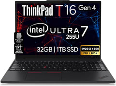 Lenovo ThinkPad T16 Gen 4 16” WUXGA IPS Display, Intel Ultra 7-255U (Beats i7-1355U), 32GB DDR5, 1TB NVMe, Webcam, WiFi 6E + BT, RJ-45, Backlit KB, FP Reader, W11P, Business Laptop