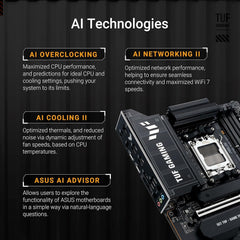 AMD Ryzen 9 9950X3D CPU Processor with ASUS TUF Gaming X870E-PLUS WIFI7 ATX Motherboard (DDR5, PCIe 5.0 x16, 4X M.2 Slots, WiFi 7, 2 x Type-C USB4)