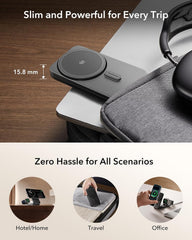 ESR 3 in 1 Charging Station for Apple, Qi2.2 25W MagSafe Charger with CryoBoost, Phone-Cooling Wireless Charging Station Foldable, for iPhone 17/16 with iOS 26(50W Adapter), AirPods, Apple Watch,Black