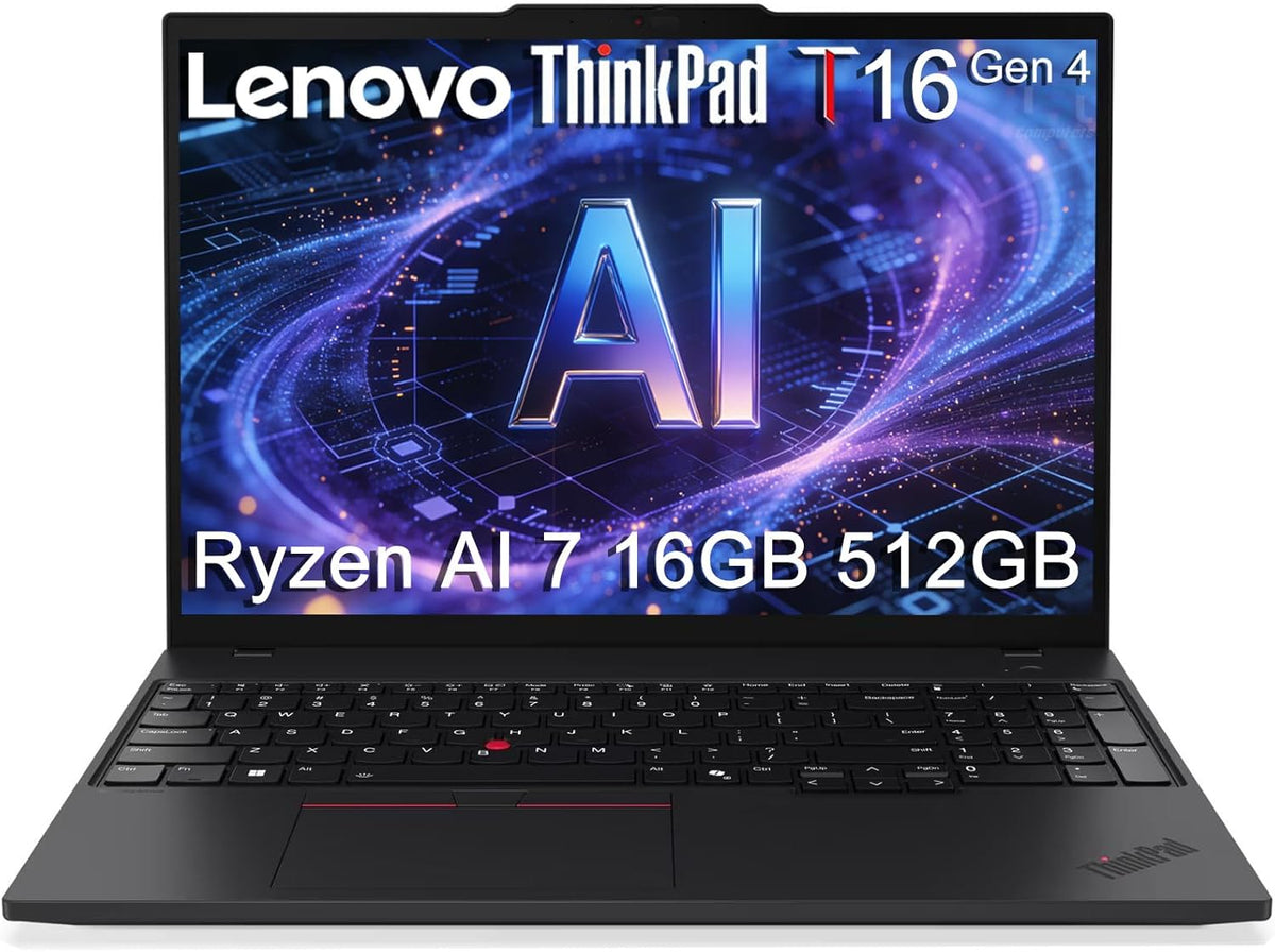Lenovo ThinkPad T16 Gen 4 Business AI Laptop (16" FHD+, AMD Ryzen AI 7 PRO 350 (> Intel Ultra 7 255U), 16GB DDR5, 512GB SSD) Copilot+ PC, 2x Thunderbolt 4, Backlit, Fingerprint, IR Webcam, Win 11 Pro