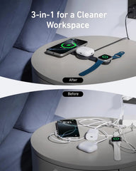 Anker MagGo Wireless Charging Station (3-in-1, Foldable Pad), Qi2 Certified 15W Fast Charge
