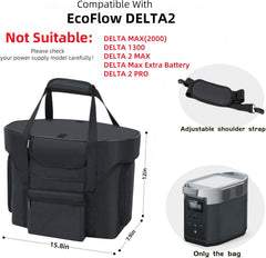 Compatible with EcoFlow Delta 2 Carrying Case Generator Cover & Storage Bag with Shoulder Strap, Durable Protective Organizer for Delta 2 Portable Power Station (Not for Delta 2 Max)