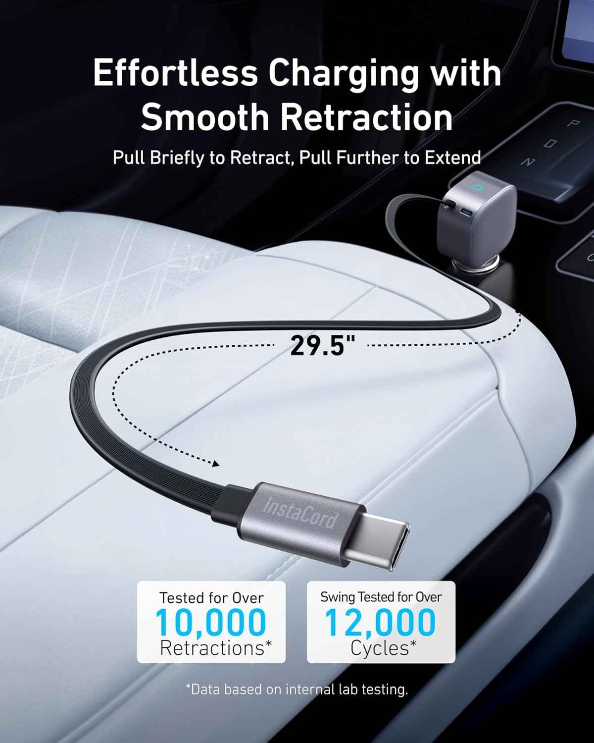 Anker Nano Car Charger (75W, USB-C Port, Built-In Retractable USB-C Cable)