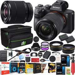a7III Full Frame Mirrorless Camera with FE 28-70mm F3.5-5.6 OSS Lens Kit ILCE-7M3K/B | Official Sony USA Partner Model | Bundle with Telephoto & Wide-Angle Lens Set, 2X 64GB Cards, Deco Gear Bag