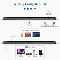 Portable Monitor 15.6'' 1080P FHD USB-C Laptop Monitors w/Smart Cover & Dual Speaker, HDMI Computer Display IPS HDR External Gaming Monitor for PC Phone Mac Xbox PS4 Switch[Upgraded]