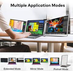 14" Laptop Screen Extender, FHD IPS Dual Screen Portable Monitor for Laptop, USB-C/HDMI Plug & Play Triple Screen Monitor Extender for 12"-16.5" Laptops, Compatible with Win and MacOS-S7,Gray