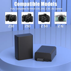 Upgrade EN-EL25 EN-EL25A Battery Compatible for Nikon Z50 ZFC Z30 Z FC Camera Charger Case 4241 ENEL25 Battery, MH-32 Charger