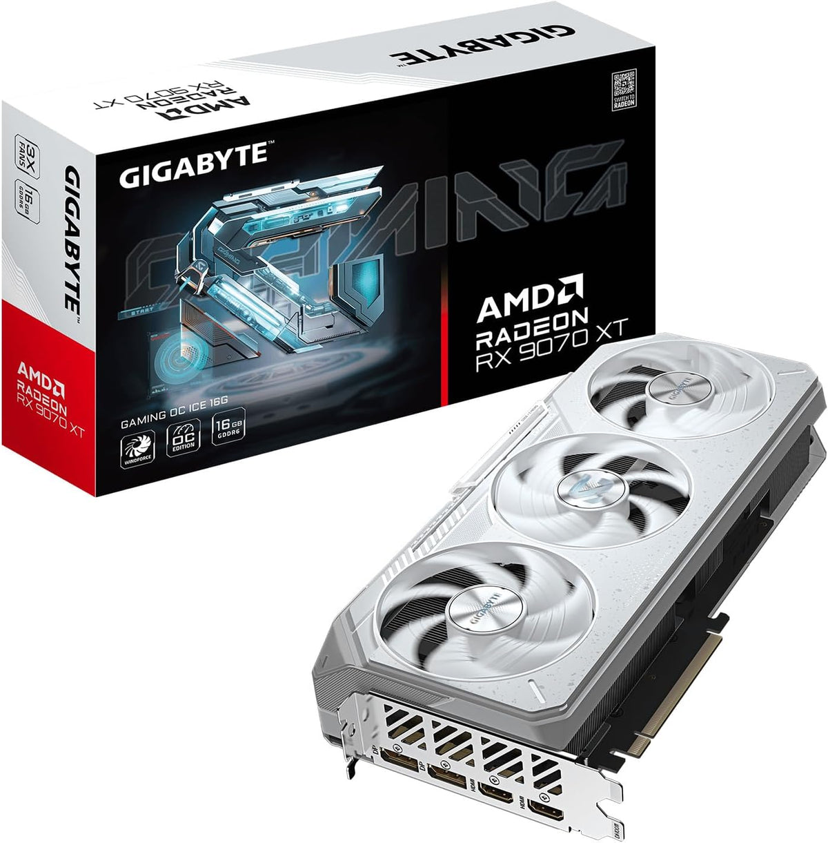 Radeon™ RX 9070 XT Gaming OC ICE 16G Graphics Card (16GB GDDR6, 256-bit, PCIe 5.0, HDMI/DP 2.1, 2.7 Slot, Hawk Fan, Server-Grade Thermal Gel, Reinforced Structure)