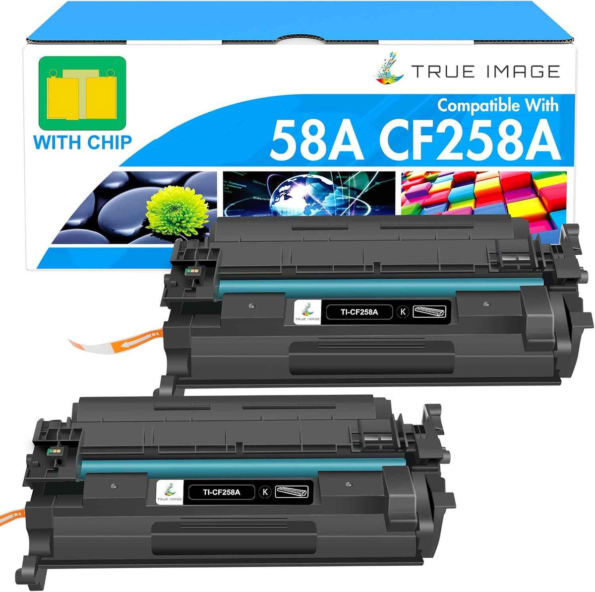 58A Toner Cartridge Black CF258A Compatible Replacement for HP 58A CF258A 58X CF258X M428fdw with Chip for HP LaserJet Pro MFP M428fdn M428dw Pro M404n M404dn M404dw M404 M428 Printer Ink 2 Pack