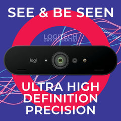 Logitech BRIO 4K Webcam Business PRO - Crystal-Clear Video, Privacy Shutter, HDR Enhanced Lighting, Noise-Cancelling Microphone, 960-001105, Windows, macOS, ChromeOS Compatible, Global Teck Cloth