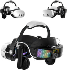 Head Strap for Meta Quest 3/3S, Audio VR Head Strap with 10000mAh Battery & Detachable Speakers, Charge and Use Headphones Simultaneously, Carbon Fiber Design, Fast Charging VR Accessories