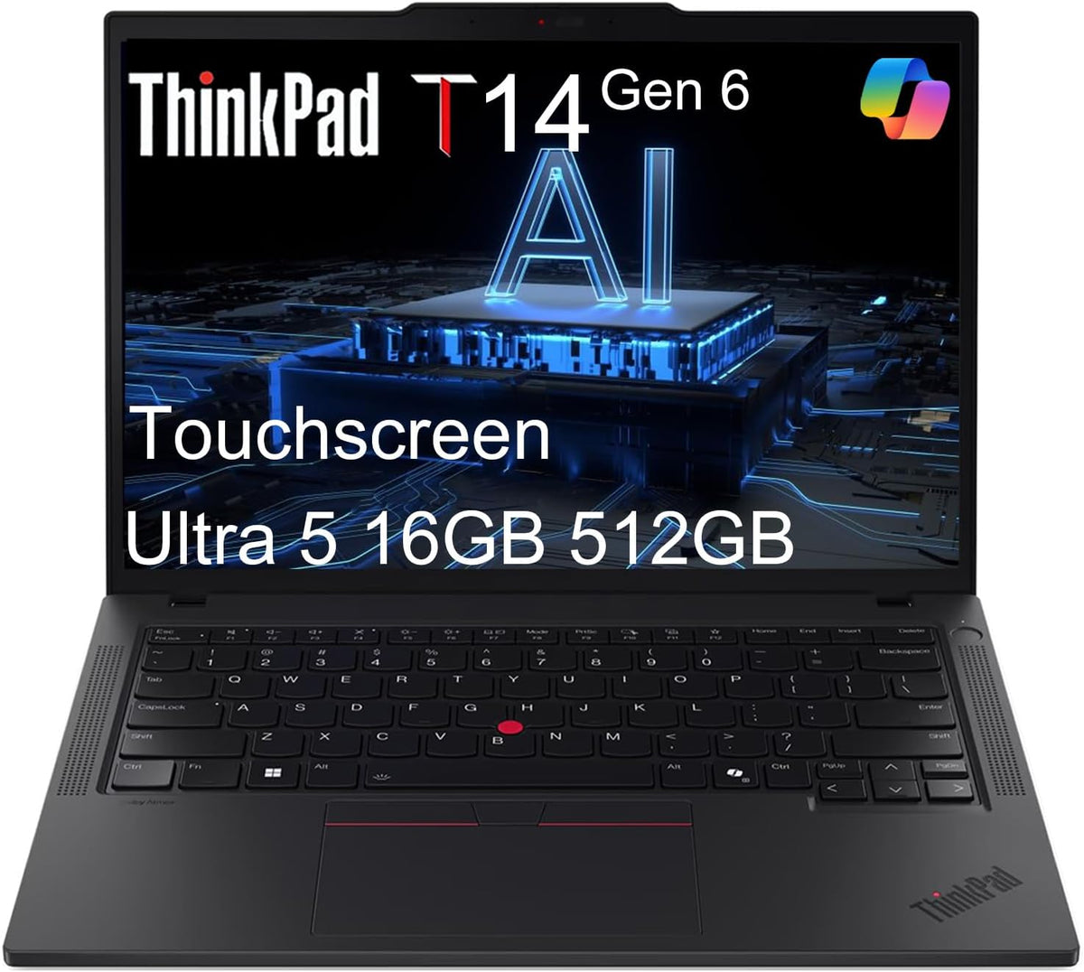 Lenovo ThinkPad T14 G6 Business AI PC Laptop, 14" FHD+ Touchscreen, Intel 12-Core Ultra 5 225U (> Ultra7 155U), 16GB DDR5, 512GB SSD, Thunderbolt 4, Backlit, Fingerprint, IR Webcam, Windows 11 Pro