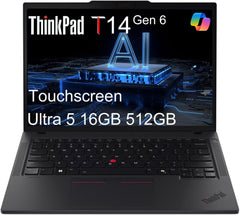 Lenovo ThinkPad T14 G6 Business AI PC Laptop, 14" FHD+ Touchscreen, Intel 12-Core Ultra 5 225U (> Ultra7 155U), 16GB DDR5, 512GB SSD, Thunderbolt 4, Backlit, Fingerprint, IR Webcam, Windows 11 Pro