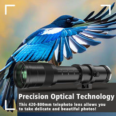 EF/EF-S 420-800mm F8.3 Telephoto Zoom Lens(MF) for Canon EOS Rebel T8i/T7i/T7/T6i/T5/T3i/T2i/XSi/SL3/SL2/T100/90D/80D/70D/50D/5D Mark IV/6D II/7D II/1D X III II-Manual Focus DSLR Cameras Lenses(Black)