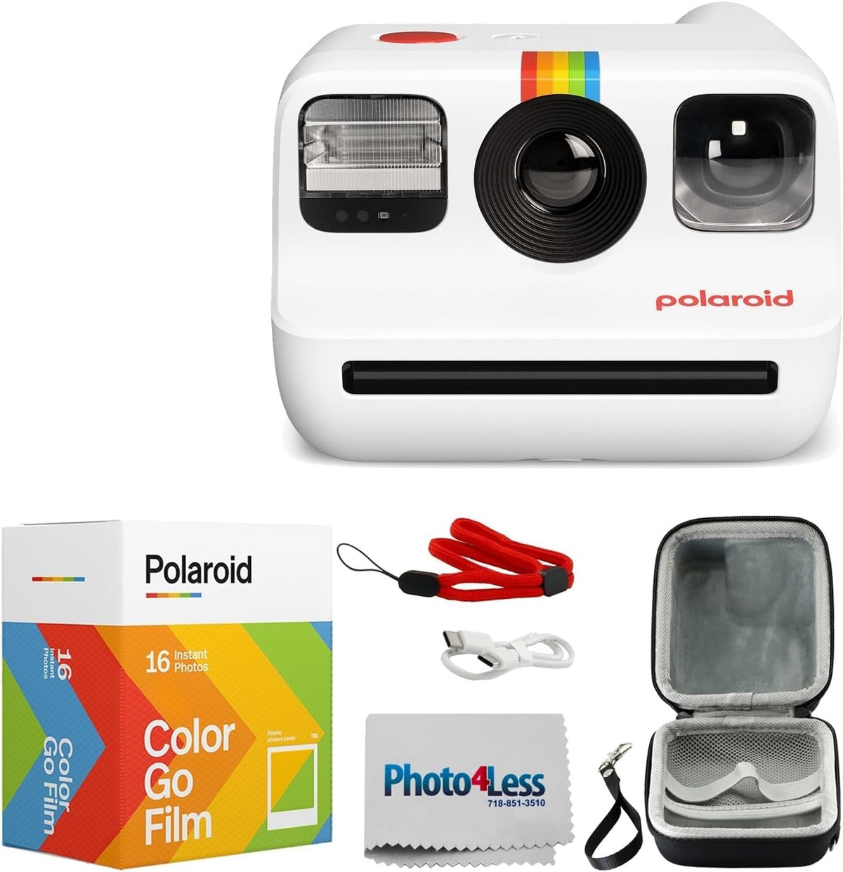 Go Generation 2 Instant Film mini Camera (White) Bundled with Polaroid GO Color Film Double Pack, Hard Carrying Case