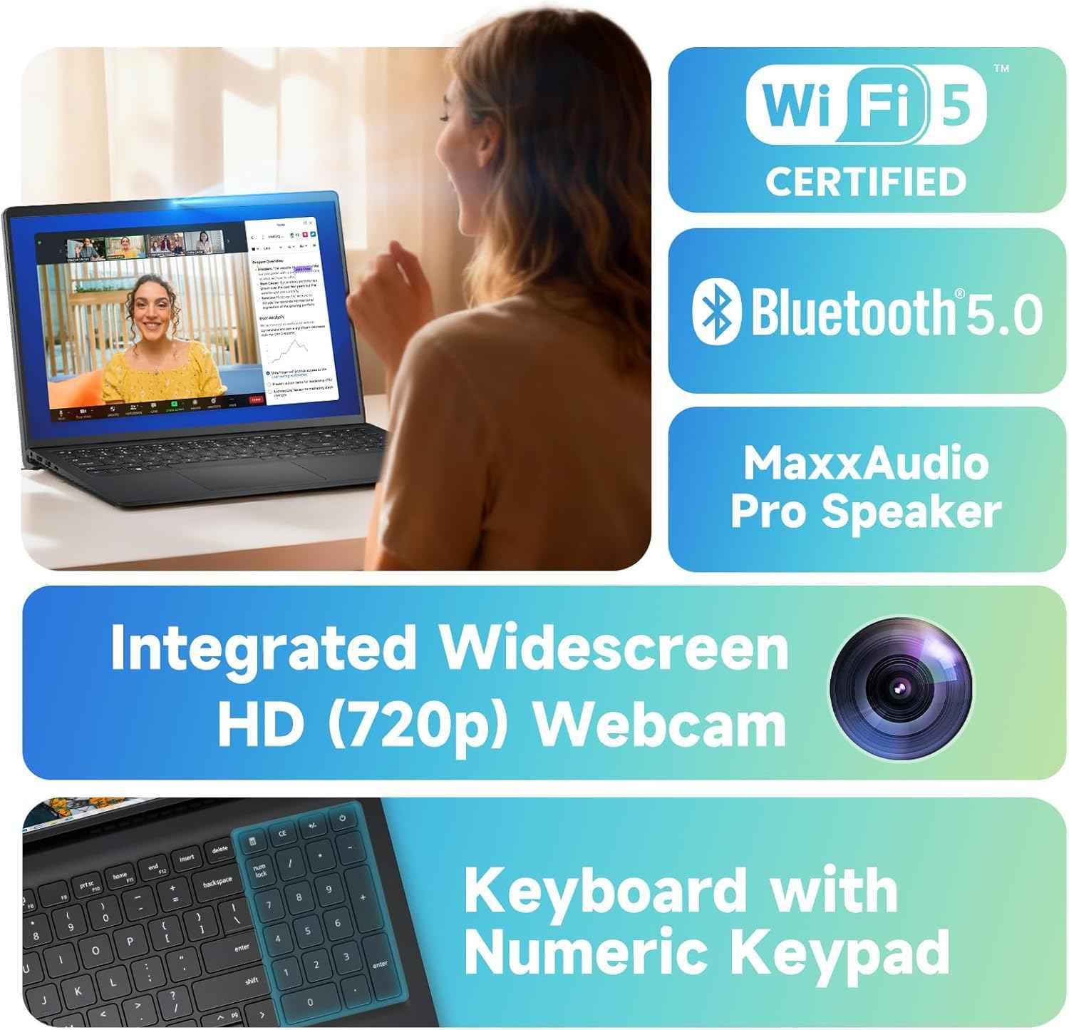 Inspiron 15 Touchscreen Laptop, 15.6" FHD IPS Display, AMD Ryzen 7 7730U, 20GB RAM 1TB SSD, Wi-Fi 6, AMD Radeon Graphics, Windows 11 Pro, Copilot AI, Numeric Keypad, Business & Student Laptop