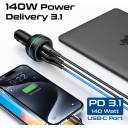 Promate 230W Car Charger with Dual Power Delivery and Quick Charge Ports, 140W USB-C QC 3.0 Port, 45W USB-C, 45W USB-A, Heat-Resistant, and Surge Protection, for iPhone 17,MacBook Pro, PowerDrive-230