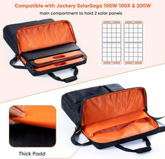 Travel Carrying Case Compatible with Jackery SolarSaga 100W 100X 200W - Solar Panel Storage Bag for 2 Battery Panels with Multiple Pocket