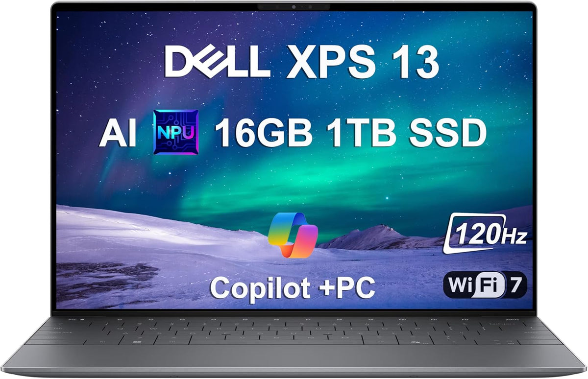 Dell XPS 13 9345 Laptop, Copilot+ AI PC (13.4" FHD+ 120Hz, Snapdragon X Plus (> Intel i7-1355U), 16GB 8448MT/s RAM, 1TB SSD), Thin & Light, 27 Hours Battery Life, IR Webcam, Wi-Fi 7, Win 11 Pro