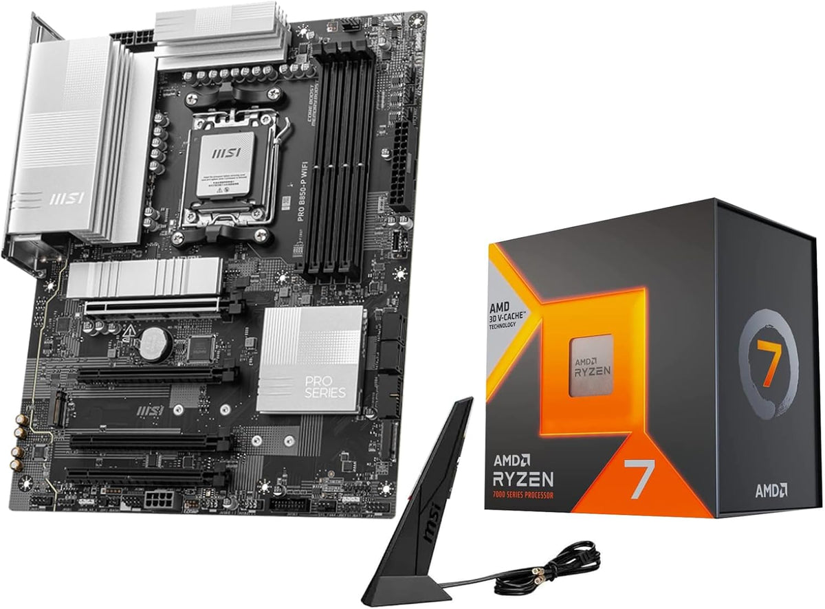 Micro Center AMD Ryzen 7 7800X3D CPU Processor with PRO B850-P WiFi Motherboard (ATX, AM5, DDR5, PCIe 5.0, M.2 Gen5, Wi-Fi 7, 5G LAN)