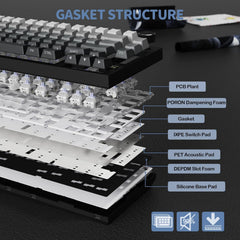 ATTACK SHARK X820 Ultra 75% Wireless Gaming Mechanical Keyboard Hot-Swappable Gasket Mount RGB Backlit BT/2.4G/Wired Custom Keyboard with Smart TFT Display&Knob QMK Driver-Moonlit Night&Gift Switch