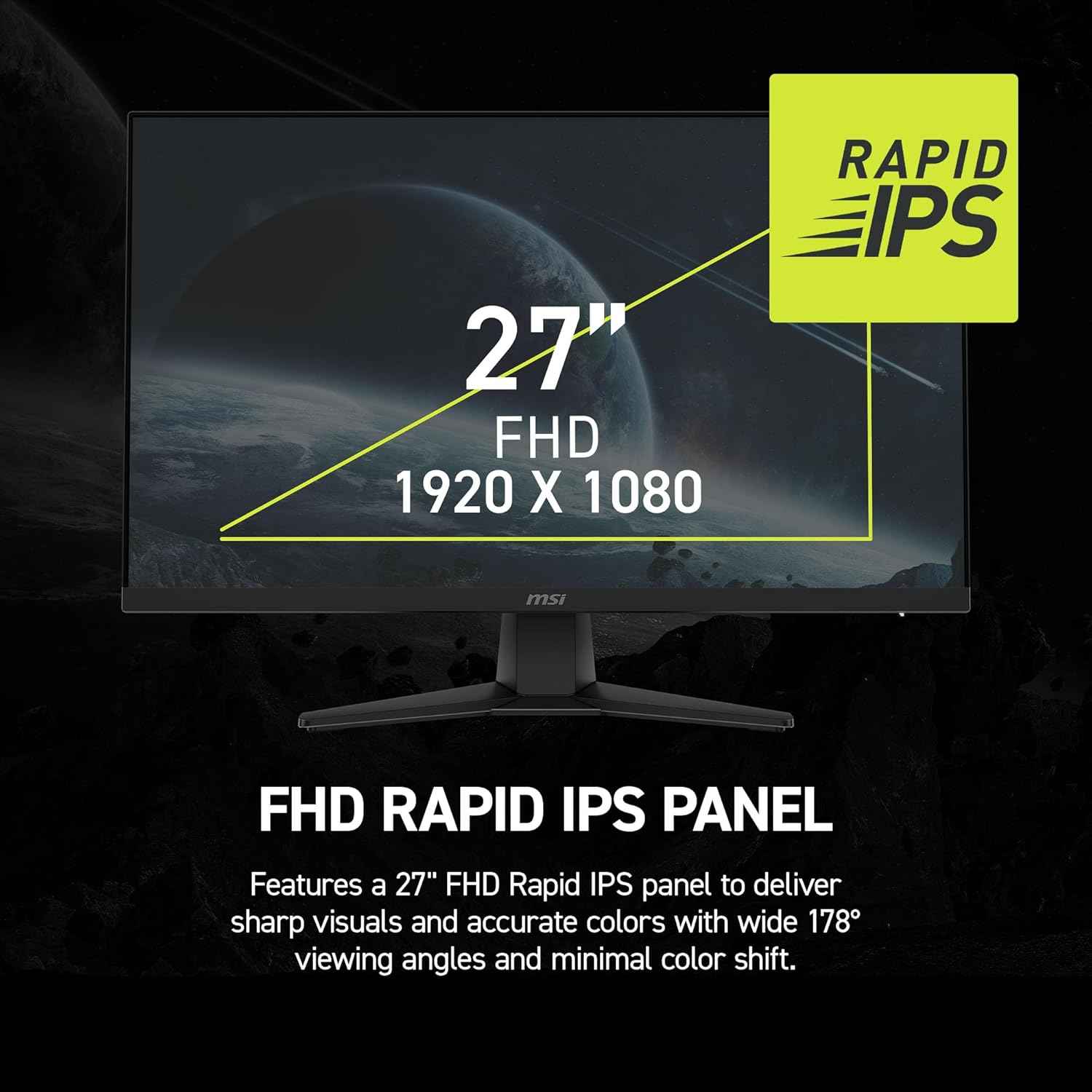 MAG 272F 27-inch 1920 x 1080 (FHD) Gaming Office Monitor, 200Hz, Adaptive Sync, HDR Ready, HDMI, VGA Port, VESA Mountable, Tilt, 4-Side Slim Bezel,0.5ms, Black