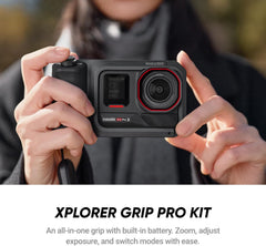 Ace Pro 2 Xplorer Pro Bundle - 8K Waterproof Action Camera Co-Engineered with Leica, 1/1.3" Sensor, Dual AI Chip, Leading Low Light, Xplorer Grip Pro Kit for Street Photography