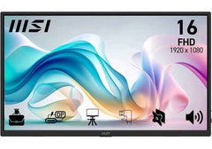 MSI PRO MP165 E6 15.6-Inch FHD Portable Monitor, 1920x1080 IPS, 60Hz, 4ms, Eye care, Built-in speaker/mic, HDMI 2.0b, USB C (15WPD), Vesa Mount, Black