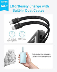 Anker Power Bank (10K,30W, Built-In USBC+Lightning Cable)