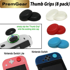 The Legend of Zelda: Tears of the Kingdom - Nintendo Switch (US Version), with PremGear Thumb Grips (8 pack - Black, Blue, Red & Clear), 24 Slot Game Card Holder & Cleaning Cloth