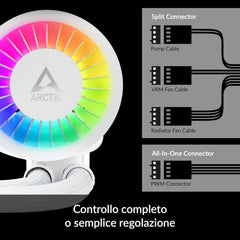 ARCTIC Liquid Freezer III 240 A-RGB - CPU AIO Water Cooler, Water Cooling PC, Intel & AMD, Efficient PWM-Controlled Pump, Fan: 200–2000 RPM, LGA1851 and LGA1700 Contact Frame - White