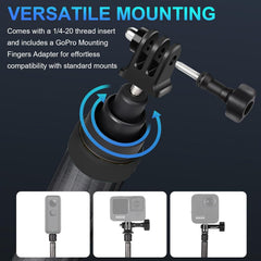 3m Extended Carbon Fiber Invisible Selfie Stick for Insta360 Insta 360 X5 X4/X3/ACE/ACE PRO/ACE PRO 2, ONE RS/X2/R/X, for DJI OSMO 360 Camera Accessories (14 to 118") (Black)