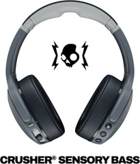 Crusher Evo Wireless Bluetooth Headphones with Multi-Sensory Bass, Noise Isolating Over-Ear Fit, Up to 40 Hours Battery, Microphone for iPhone Android - Chill Grey