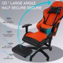 CompuMe Gaming Chair With Foot Set High Back Computer Chair Desk Chair Racing Executive Ergonomic Adjustable Swivel Chair with Headrest and Lumbar Support - Black & Orange