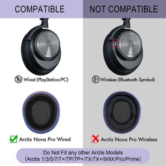 Ear Pads Replacement for SteelSeries Arctis Nova - Magic Mesh Fabric Earpads for Arctis Nova Pro Wired, Nova 1, 3, 4, 5, 7 Headphones - Made by GEVO Cushions with High-Density Foam - Purple
