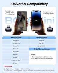 BOYA Mini Wireless Microphone for iPhone/Android/PC/Tablets with USB C/Lightning Plug - Black