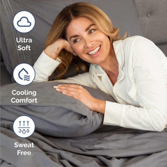 Queen Size 4 Piece Sheet Set - Comfy Breathable & Cooling Sheets - Hotel Luxury Bed Sheets for Women and Men - Deep Pockets, Easy-Fit, Soft and Wrinkle Free Sheets - Dark Grey Oeko-Tex Bed Sheet Set