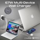 Promate 67W USB-C GaN Wall Charger, Ultra-Compact Dual USB-C Power Delivery Laptop Charger with 22.5W Qualcomm QC 3.0 Port, 20W Type-C GaNPort4-67PD Black
