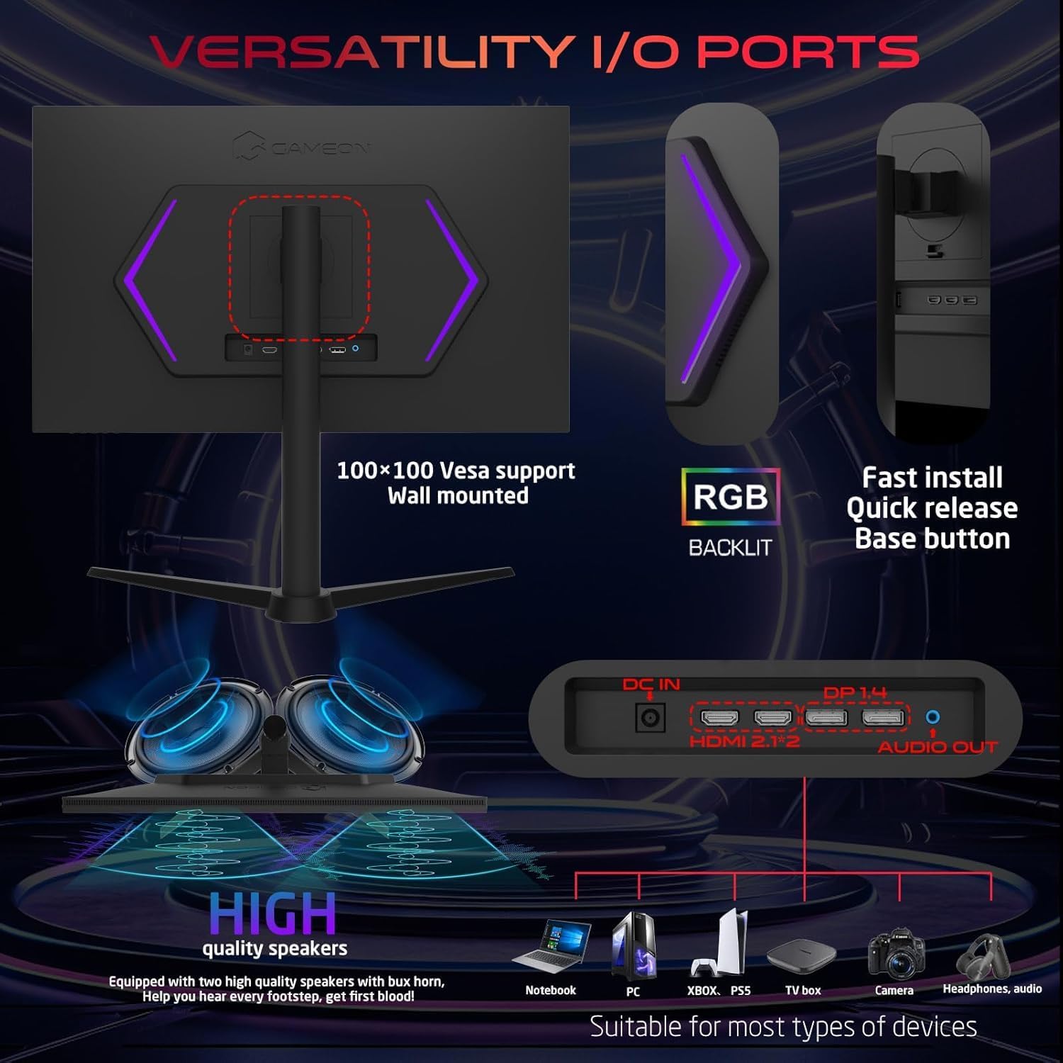 GAMEON GOMP27FHD380IPS HDMI to HDMI PC case for desktop computer builds and component installation
