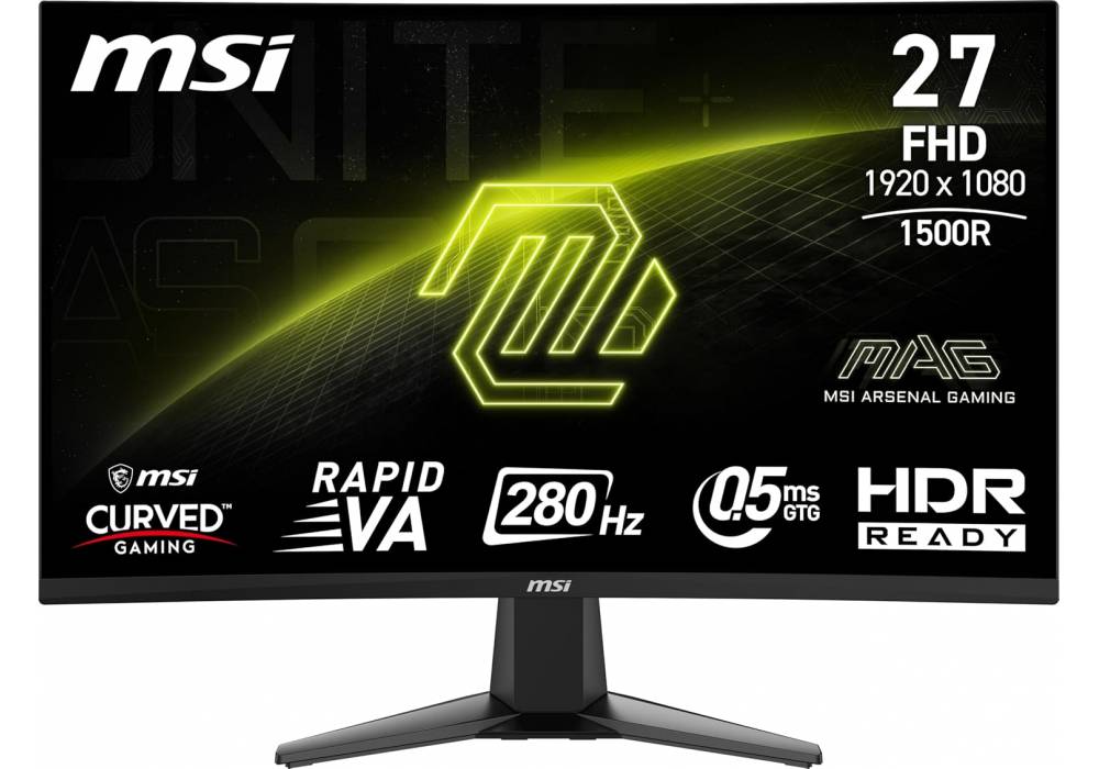 MSI Monitor MAG 276CXF Curve 1500R Gaming Monitor 27" 1920 x 1080 (FHD) 280Hz HDR Ready Adaptive-Sync Console Mode Tilt, Slim Bezel, 0.5ms, Black / 3 Years Warranty