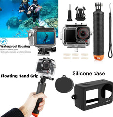 Accessories Kit for DJI Osmo Action 5pro/4/3,Carrying Case with Belt 135cm Selfie Stick Tripod Waterproof Housing Floating Handle Grip Magnetic Handlebar Mount Qucik Release4 in 1 Body Mount