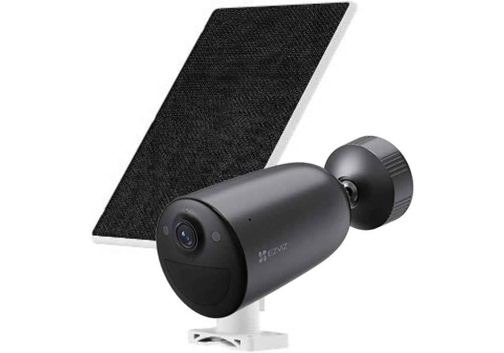 EZVIZ EB3 4G + Solar Panel Security Camera, 2K Resolution, Two-Way Talk, Active Defense with Siren & Strobe Light, 4G Network Connectivity, 5200mAh Battery, Black