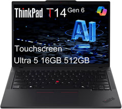 Lenovo ThinkPad T14 Gen 6 Business AI PC Laptop (14" FHD+ Touchscreen, Intel 12-Core Ultra 5 225U (> Ultra 7 155U), 16GB DDR5, 512GB SSD), 2x Thunderbolt 4, Backlit, Fingerprint, IR Webcam, Win 11 Pro