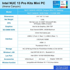 ASUS NUC 13 Pro, Intel NUC 13 Pro NUC13ANHi5 Versatile Mini PC, 16GB RAM & 512GB SSD with Core i5-1340 Processor (12Core & Up to 4.6GHz, Intel Iris Xe Graphics) Support 4K/WiFi6E/BT5.3/Win11 Pro