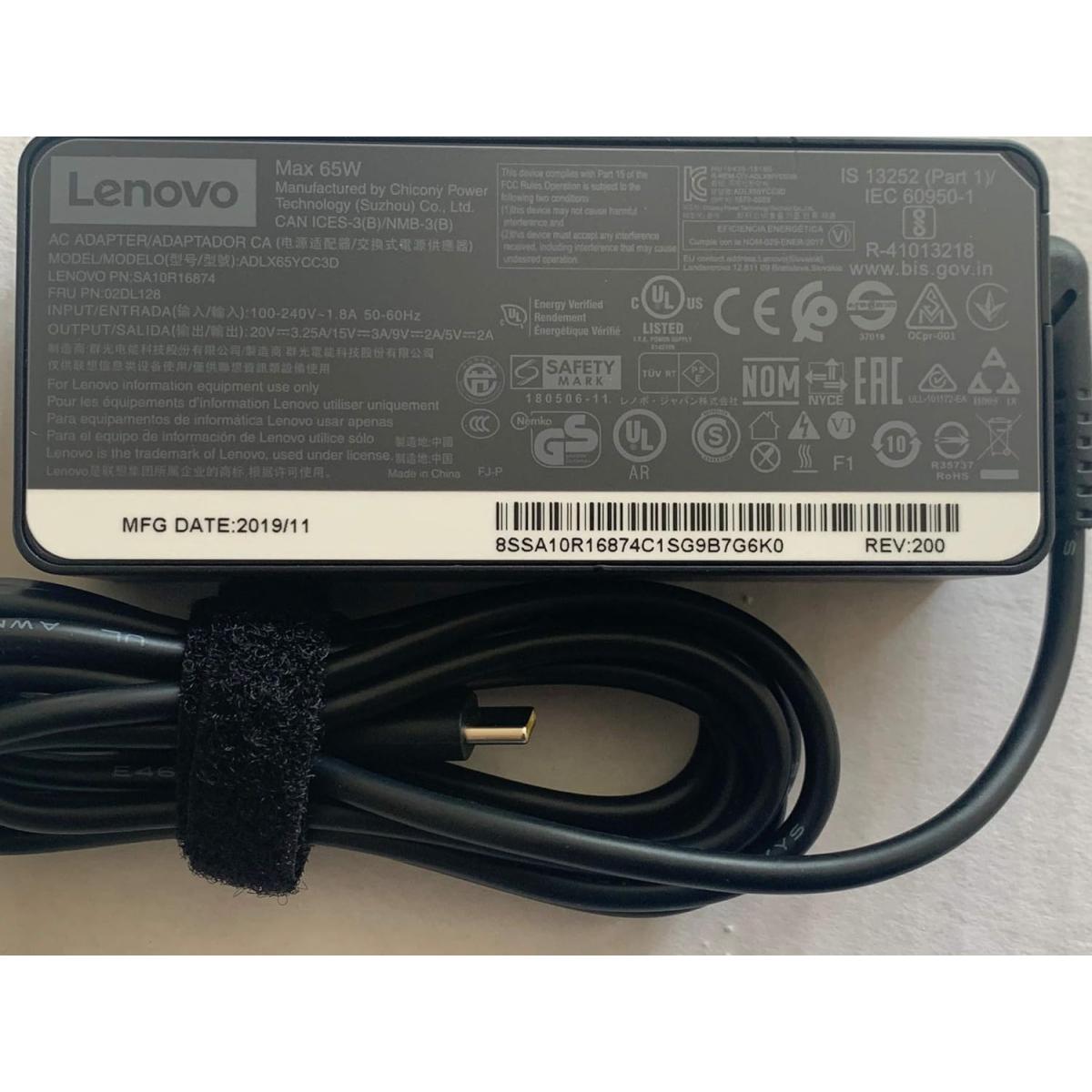 Lenovo Charger USB Type C (USB-C) AC Power Adapter 65Watt Lenovo Charger USB Type C (USB-C) AC Power Adapter 65Watt