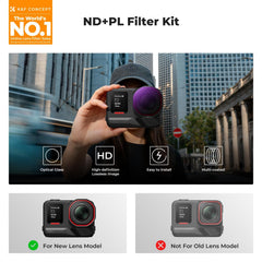 Snap on Fit ND Filter Compatible with Insta360 Ace Pro 2 New Lens Model(Not for Square Lens), 6 Pack PL ND8 ND16 ND32 ND64 ND128 Polarizer Neutral Density Light Reduction Filter